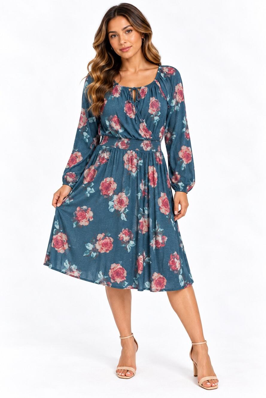 Lularoe Long Sleeve Floral Midi Dress Size XL
